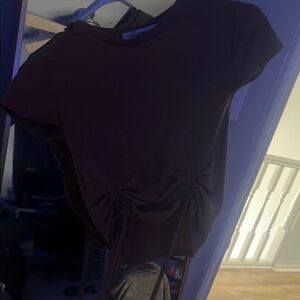 Dark Brown Ruched T-Shirt